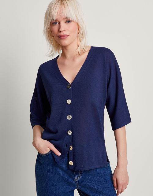 Bea Button Cardigan Blue