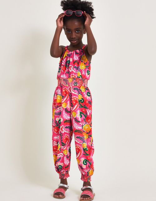 Floral Swirl Jumpsuit Pink