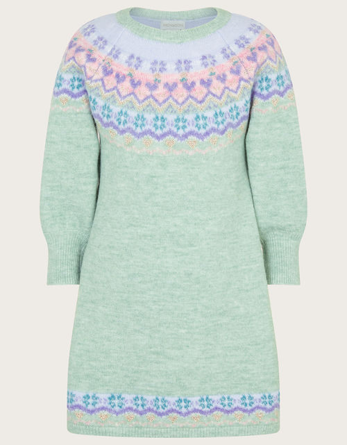 Fair Isle Knit Dress Green