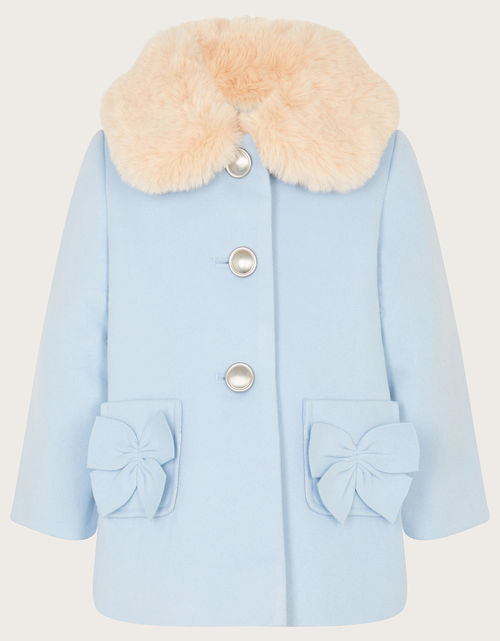 Baby Bow Faux Fur Collar Coat...