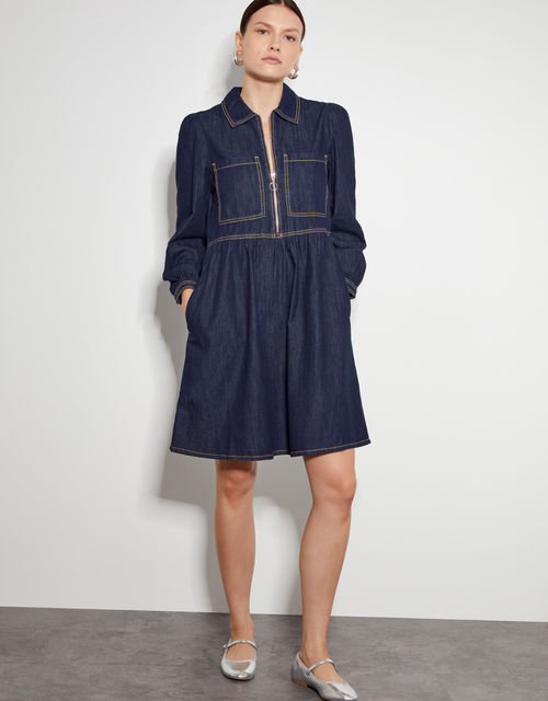 Adeena Denim Mini Shirt Dress...