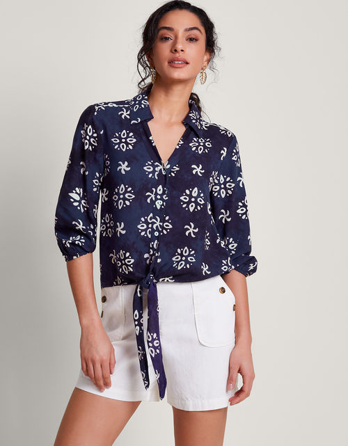 Loretta Batik Print Shirt Blue