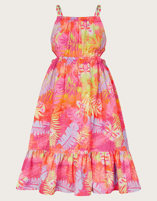 Palm Print Crepe Dress Multi