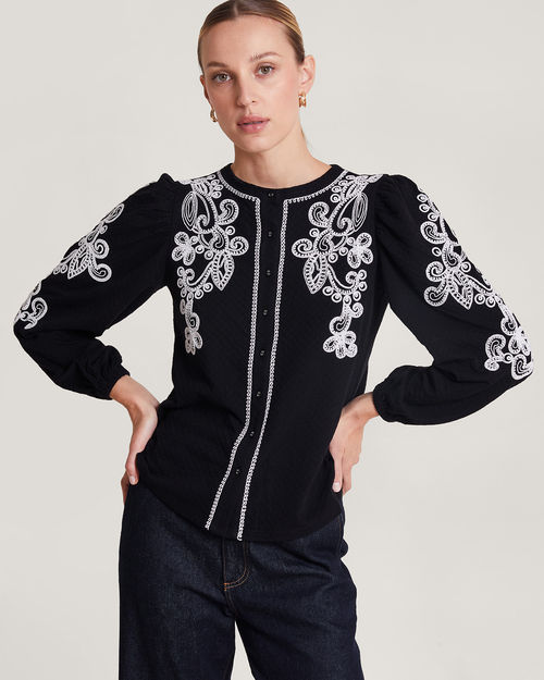 Enya Embroidered Shirt Black