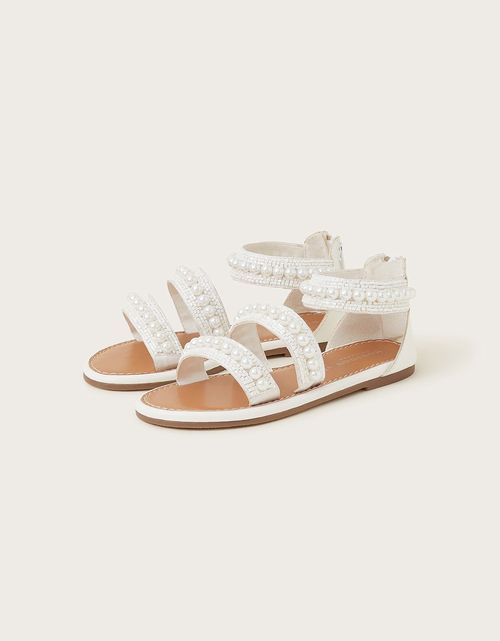 Pearly Strap Sandals Ivory
