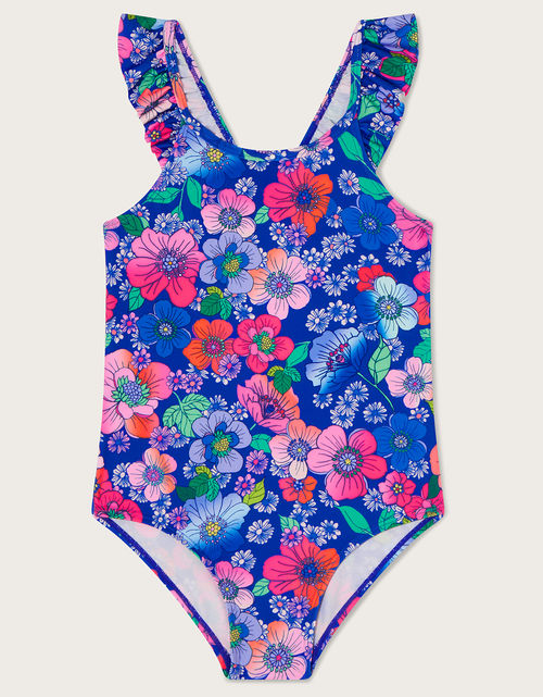 Retro Floral Swimsuit Blue