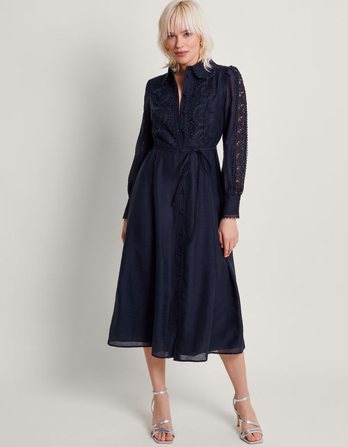 Abi Lace Shirt Dress Blue