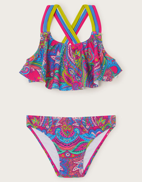 Paisley Frill Bikini Set Pink