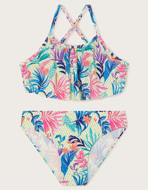 Palm Print Frill Bikini Set...