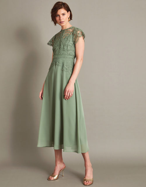 Monica Lace Midi Dress Green