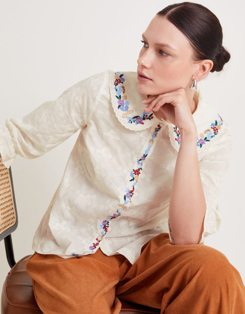 Clara Embroidered Shirt Ivory