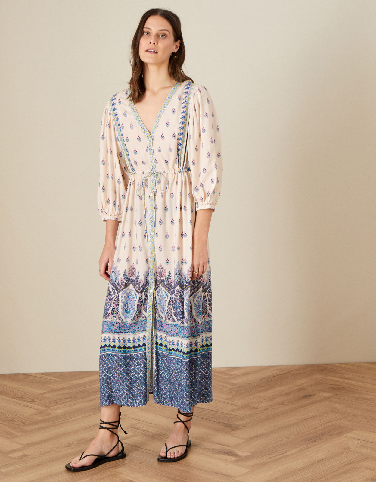 Claudia Tie Waist Print Dress in LENZING ECOVERO Pink Compare