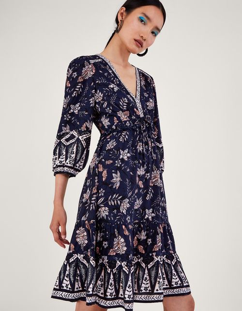 Floral Knee Dress Blue