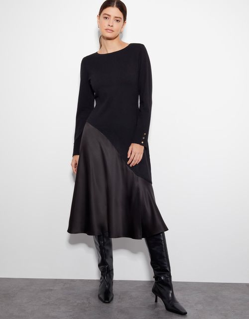 Saz Satin Knit Dress Black