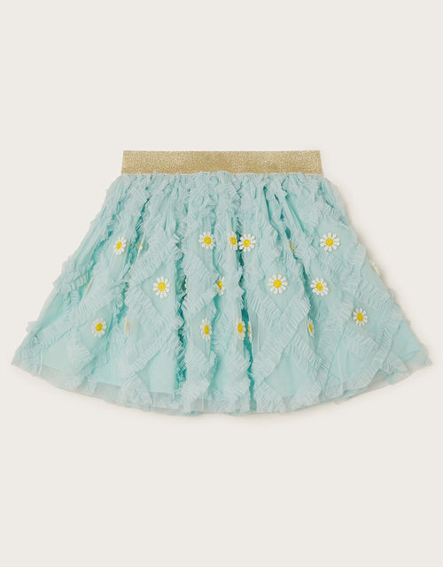 Floral Ruffle Disco Skirt Blue