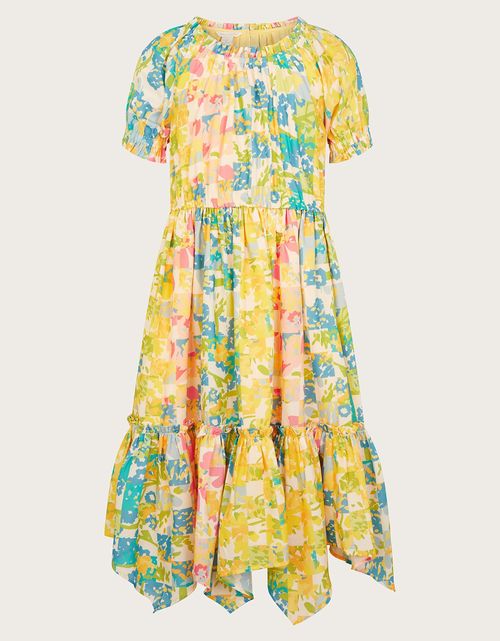 Patchwork Floral Dress Yellow