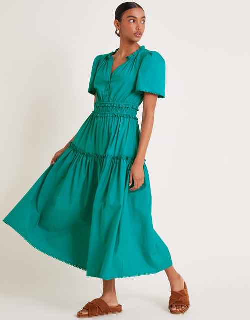 Lorena Frill Midi Dress Teal