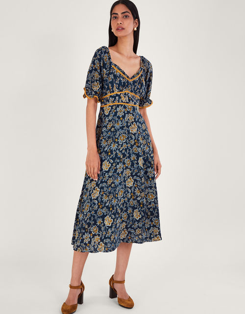 Dotty Flower Dress Blue