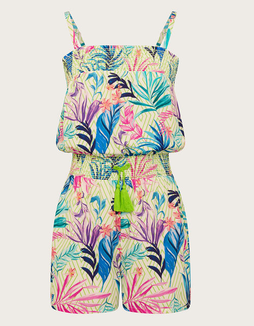 Palm Print Playsuit Ivory