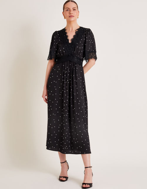 Clea Spot Dress Black