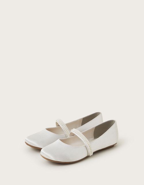Pearl Strap Ballet Flats Ivory