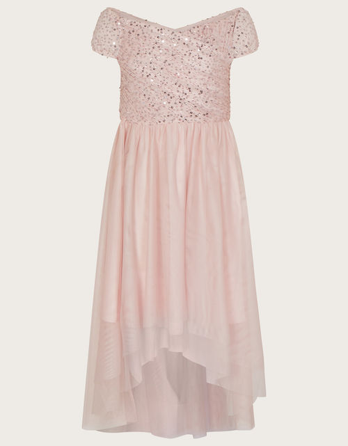 Abigail Sequin Bardot Prom Dress Pink