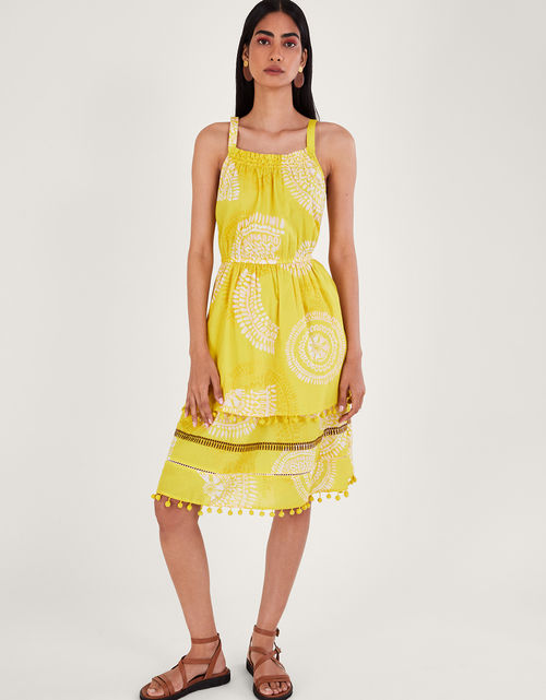 Tiered Halter Dress Yellow