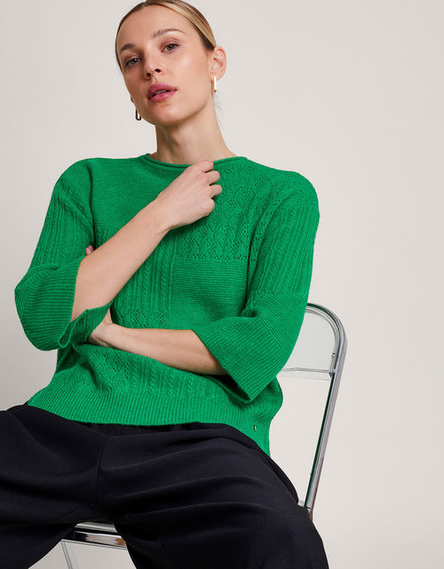 San Mixed Knit Jumper Green