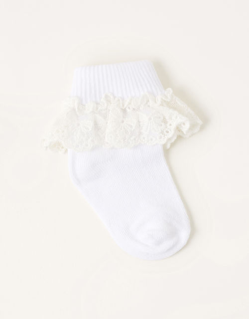 Baby Flower Lace Socks White