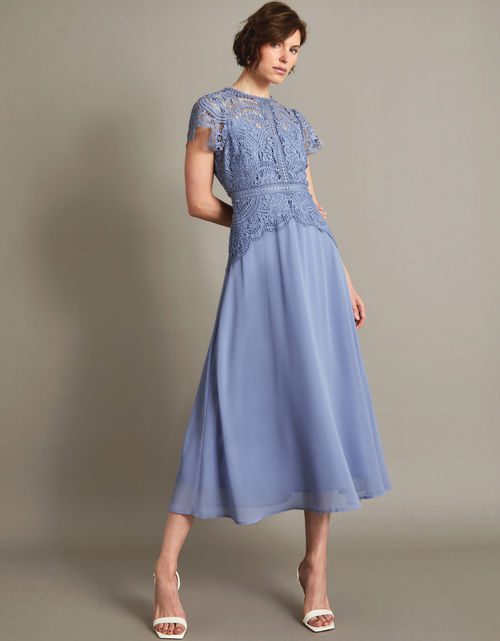 Monica Lace Midi Dress Blue