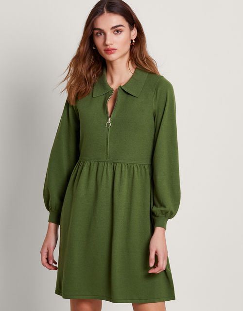 Ruched Side Jersey Dress Green