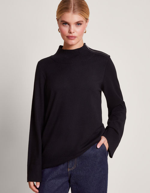 Zola Zip Neck Jumper Black