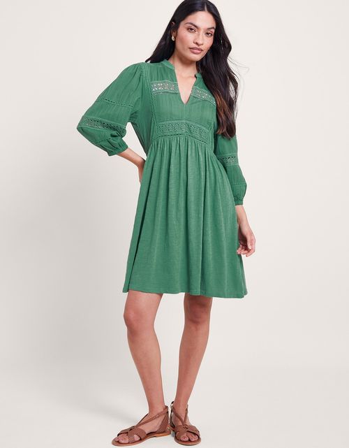Lia Lace Trim Dress Green