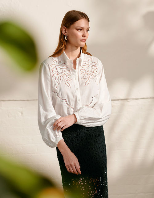 Flora Cutwork Shirt White