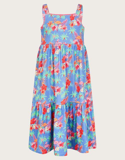 Flamingo Midi Dress Blue