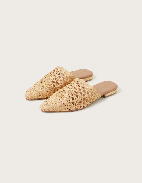 Pointed Toe Raffia Mules...