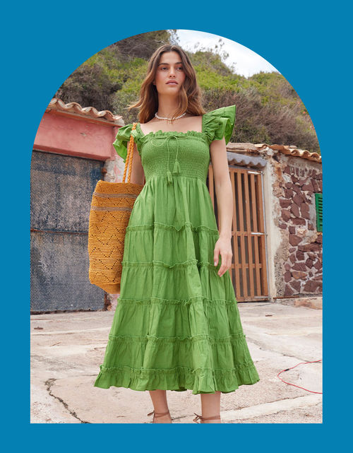 East Tiered Maxi Dress Green