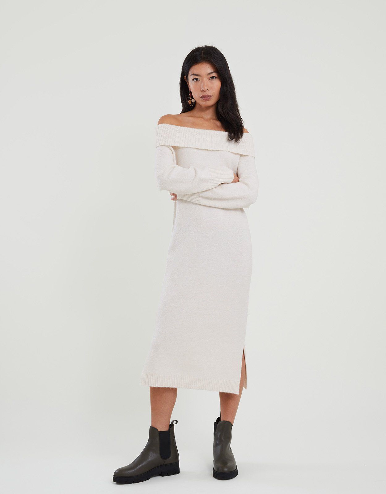 Bardot Maxi Column Dress with Recycled Polyester Ivory 30.00