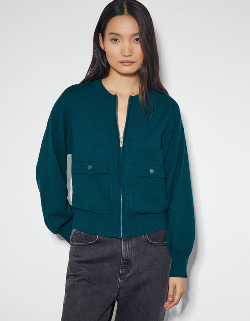 Nora Knit Bomber Jacket Teal