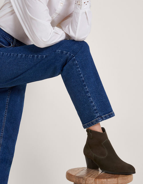 Suede Cowboy Ankle Boots Green