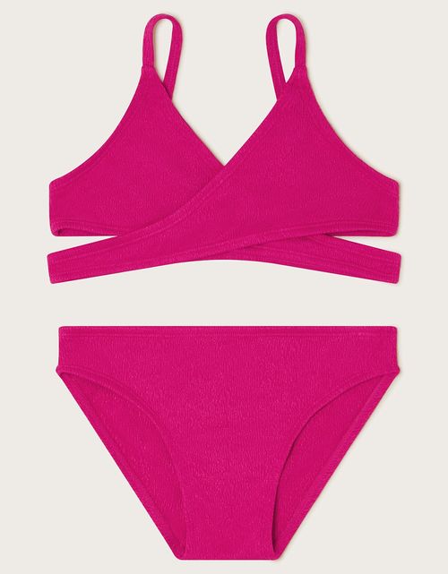 Texture Wrap Bikini Set Pink