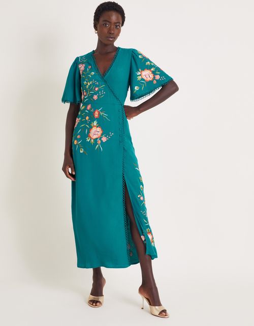 Maya Floral Embroidered Midi...