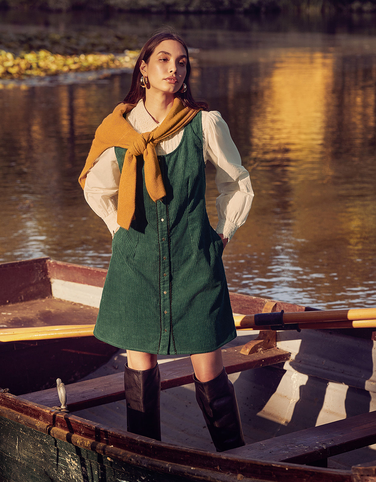 Jumbo Cord Pinafore Dress Green 37.50 Buchanan Galleries