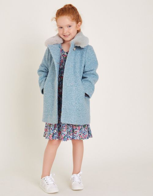 Faux Fur Collar Boucle Coat...