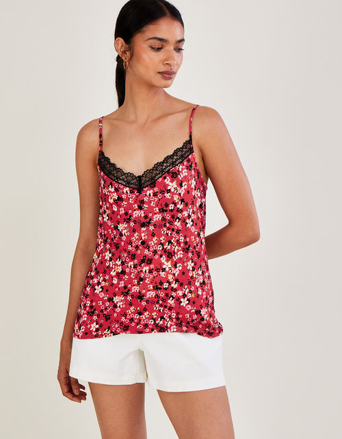 Ditsy Cami Jersey Top Red