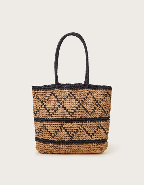 Monochrome Raffia Bag