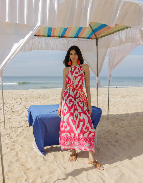 Ikat Border Print Maxi Dress...