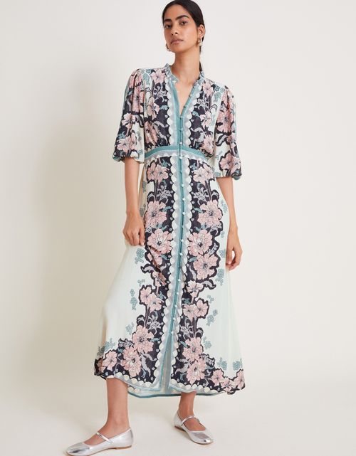 Katrina Floral Midi Shirt Dress Ivory