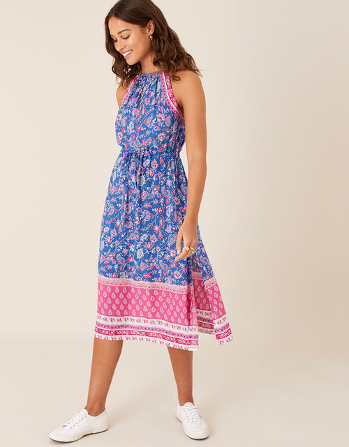 Nula Print Tier Dress Blue