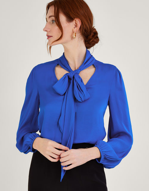 Fiori Satin Tie Neck Blouse